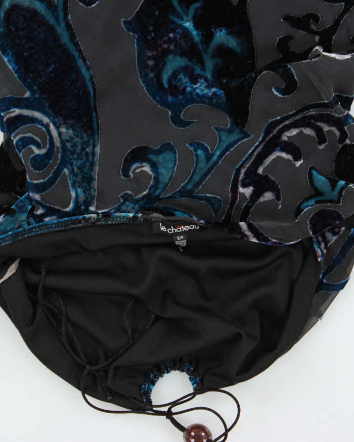 Vintage Y2k 00s Le Chateau Velvet Halter Neck Top - S