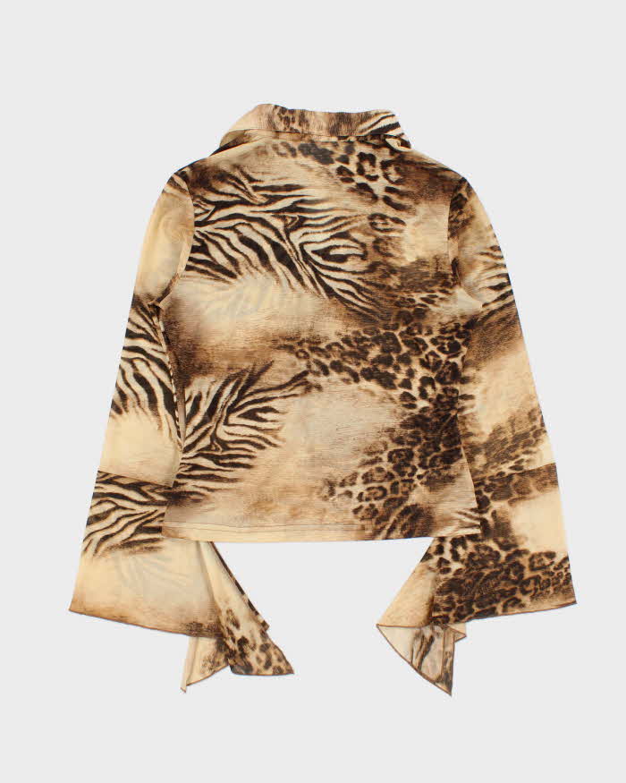 Vintage 90s Street One Animal Print Mesh Top - M