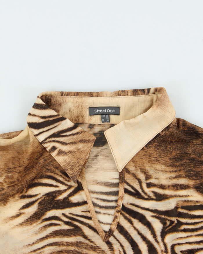 Vintage 90s Street One Animal Print Mesh Top - M