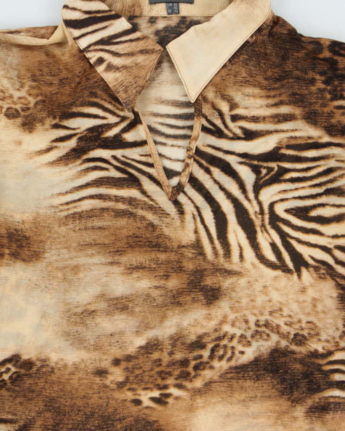 Vintage 90s Street One Animal Print Mesh Top - M