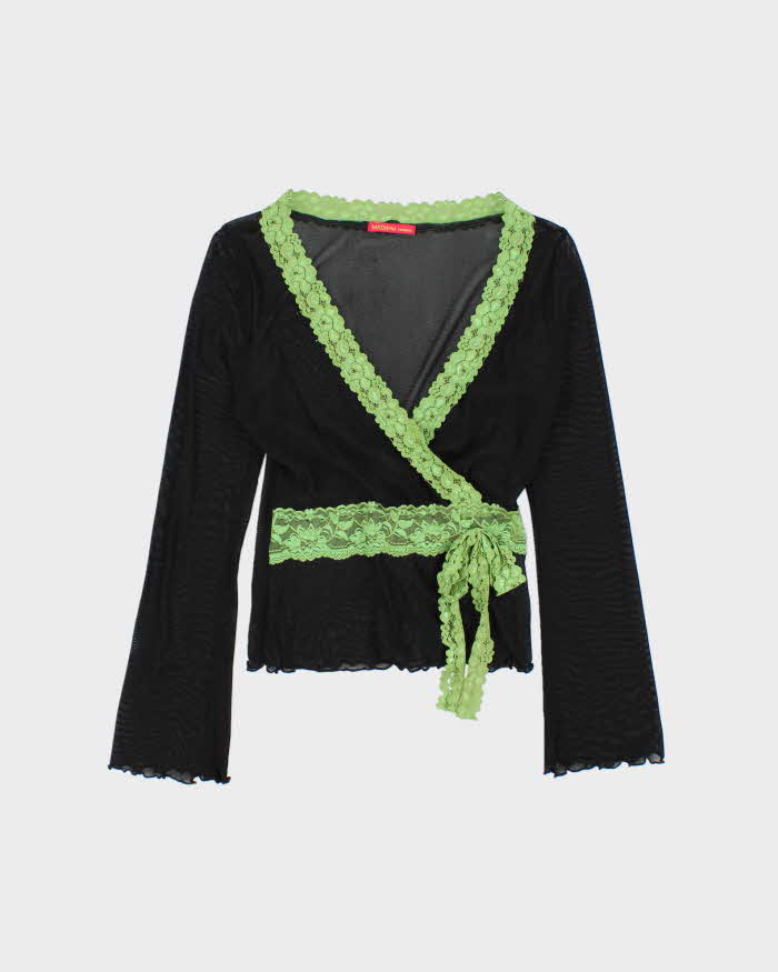 Vintage Y2k 00s Madison Mesh Lace Detail Top - S