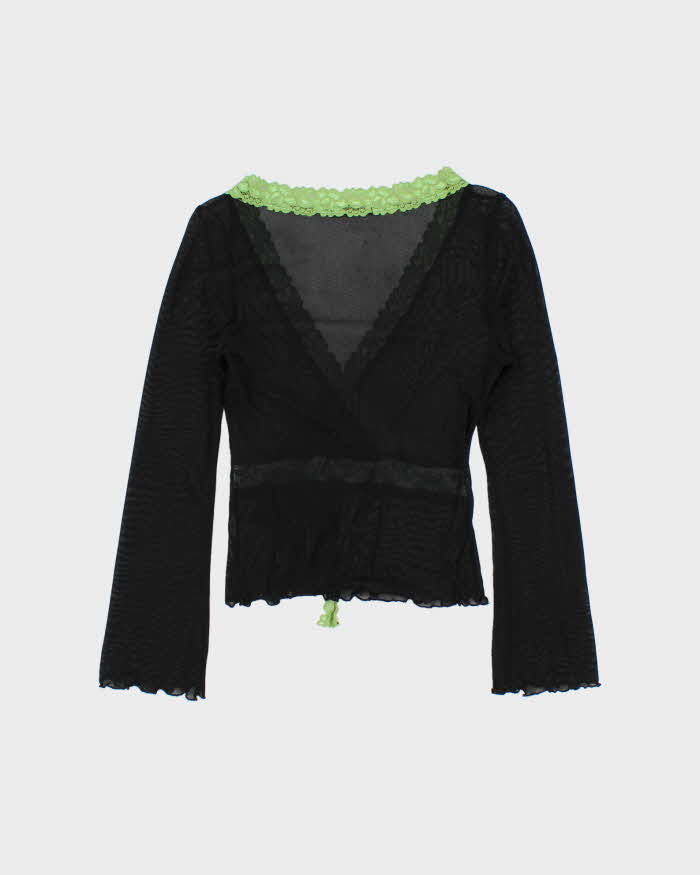 Vintage Y2k 00s Madison Mesh Lace Detail Top - S