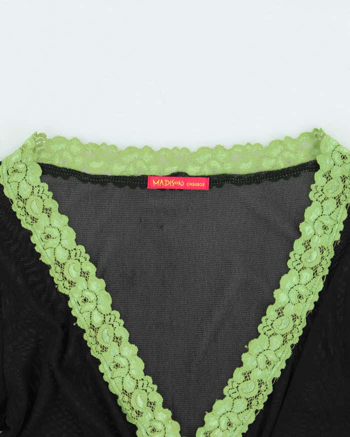 Vintage Y2k 00s Madison Mesh Lace Detail Top - S