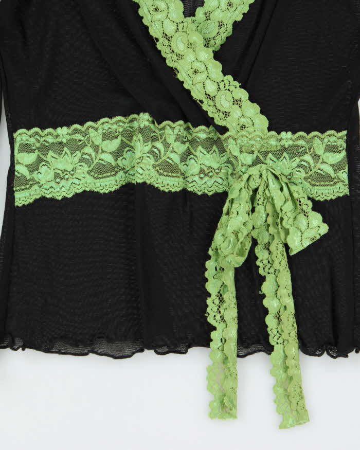 Vintage Y2k 00s Madison Mesh Lace Detail Top - S