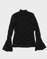 Vintage Y2k 00s Vince Camuto High Neck Bell Sleeve Lace Top - S