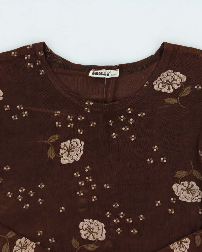 Vintage 90s Amnesia Long Sleeve Slinky Top - S