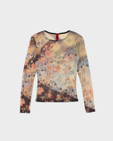 Vintage 90s 00s Just In Time Floral Pattern Mesh Top - XS