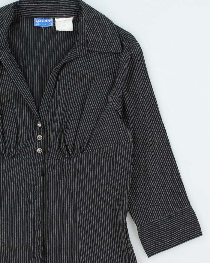 Vintage 90s Lucky Pin Stripe Blouse - M