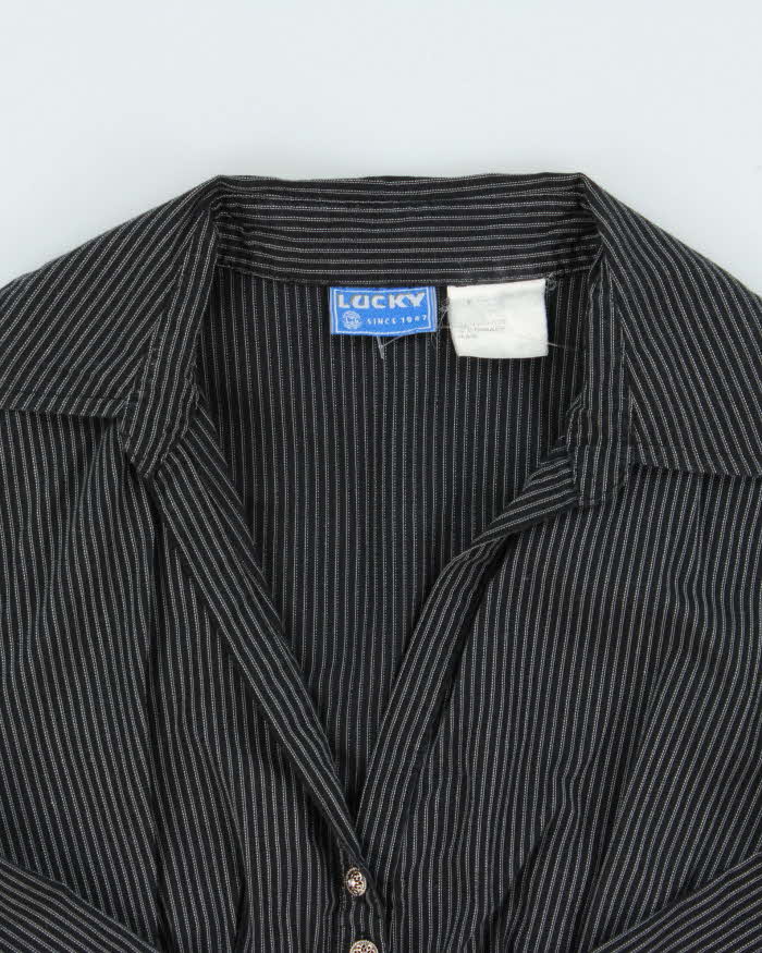 Vintage 90s Lucky Pin Stripe Blouse - M