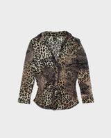 Vintage Y2k 00s Guess Animal Print Mesh Blouse - S