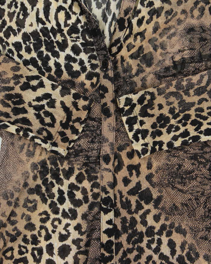 Vintage Y2k 00s Guess Animal Print Mesh Blouse - S