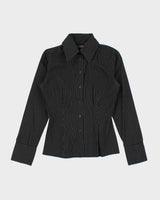 Vintage 00s Mess Pin Stripe Blouse - S