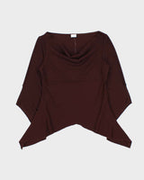 Vintage 00s 90s Suzy Cowl Neck Asymmetric Hem Top - M