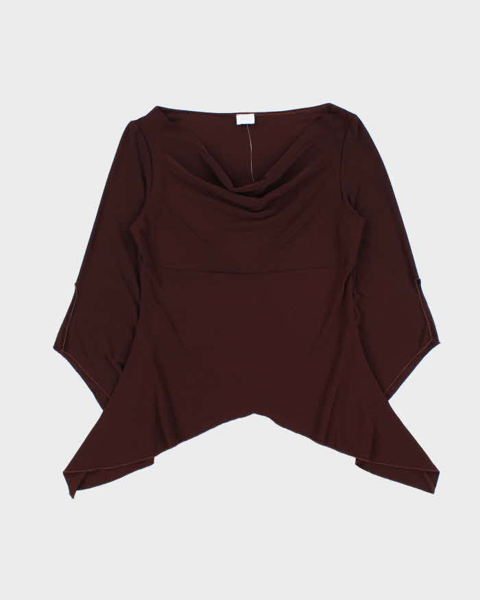 Vintage 00s 90s Suzy Cowl Neck Asymmetric Hem Top - M
