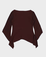 Vintage 00s 90s Suzy Cowl Neck Asymmetric Hem Top - M