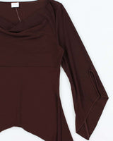 Vintage 00s 90s Suzy Cowl Neck Asymmetric Hem Top - M