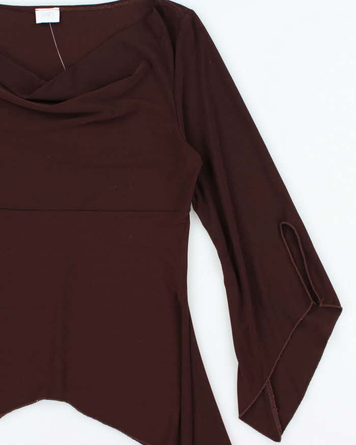 Vintage 00s 90s Suzy Cowl Neck Asymmetric Hem Top - M