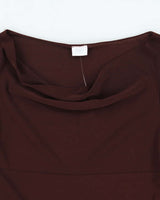 Vintage 00s 90s Suzy Cowl Neck Asymmetric Hem Top - M