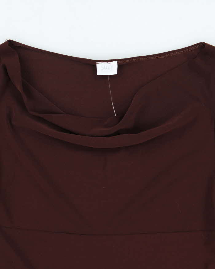 Vintage 00s 90s Suzy Cowl Neck Asymmetric Hem Top - M