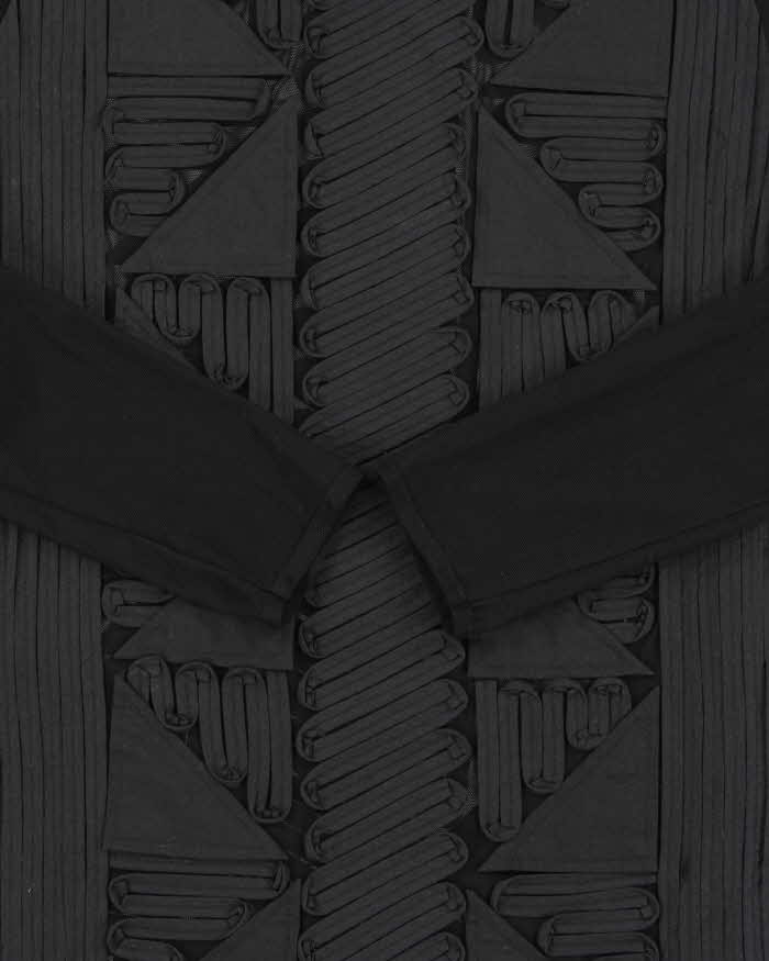 Vintage 00s Ferre Jeans Mesh Embroidered Slash Neck Top - S