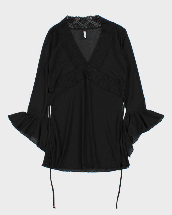 Vintage 90s 00s Sirens Mesh Bell Sleeve Top - S