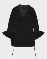 Vintage 90s 00s Sirens Mesh Bell Sleeve Top - S