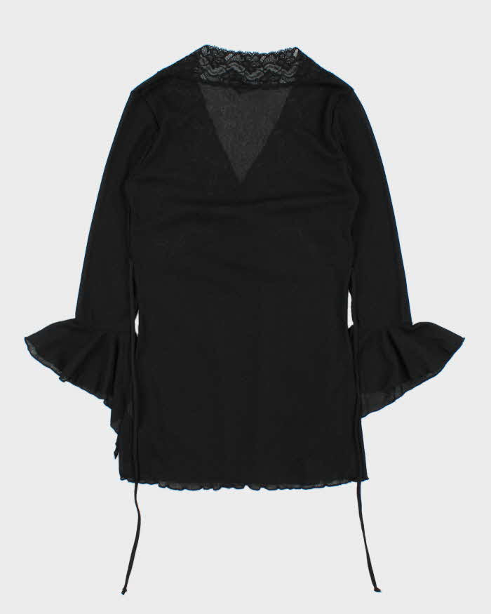 Vintage 90s 00s Sirens Mesh Bell Sleeve Top - S