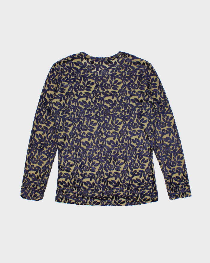 Vintage 90s Ness Velvet Sheer Long Sleeve Top - M