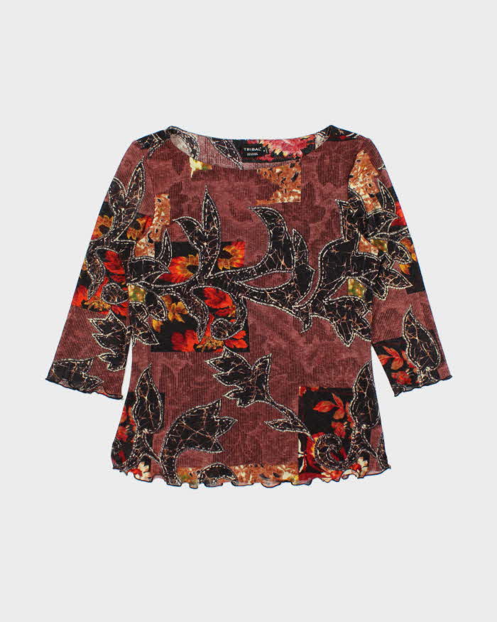 Vintage Y2k 00s Tribal Double Mesh All over Print Top - M