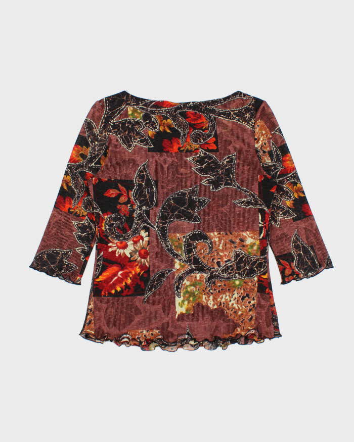 Vintage Y2k 00s Tribal Double Mesh All over Print Top - M