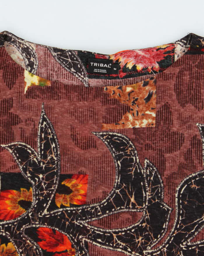 Vintage Y2k 00s Tribal Double Mesh All over Print Top - M