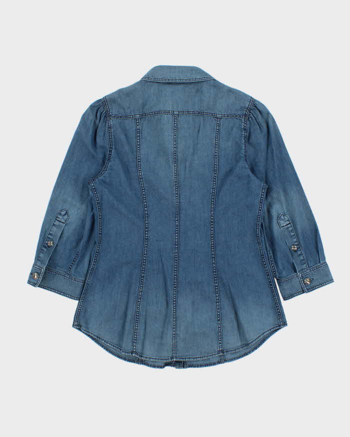 Vintage Y2K 00s Burberry Brit 3/4 Sleeve Women's Denim Shirt - S