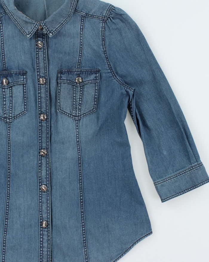 Vintage Y2K 00s Burberry Brit 3/4 Sleeve Women's Denim Shirt - S
