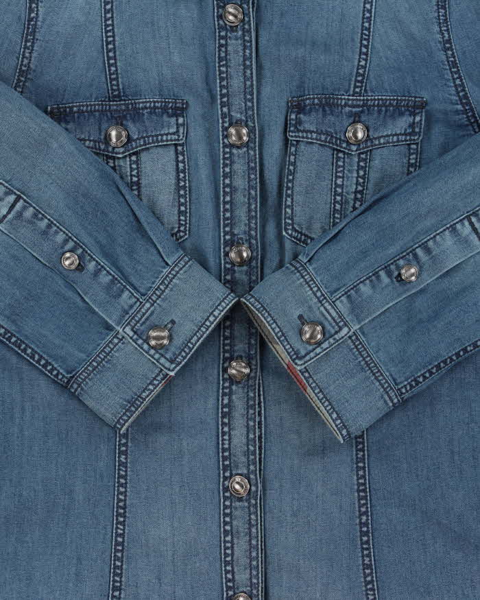 Vintage Y2K 00s Burberry Brit 3/4 Sleeve Women's Denim Shirt - S