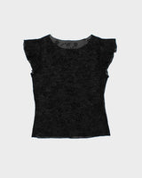 Vintage Y2k 00s Glitter Mesh Cap Sleeve Top - M