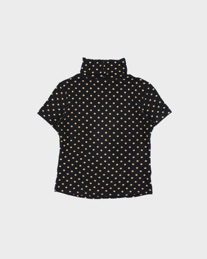 Vintage 90s Y.J.C.Y Polka Dot Roll Neck Top - S