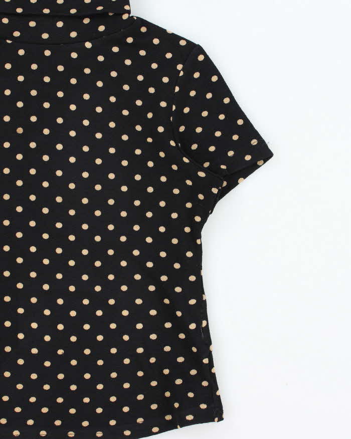 Vintage 90s Y.J.C.Y Polka Dot Roll Neck Top - S