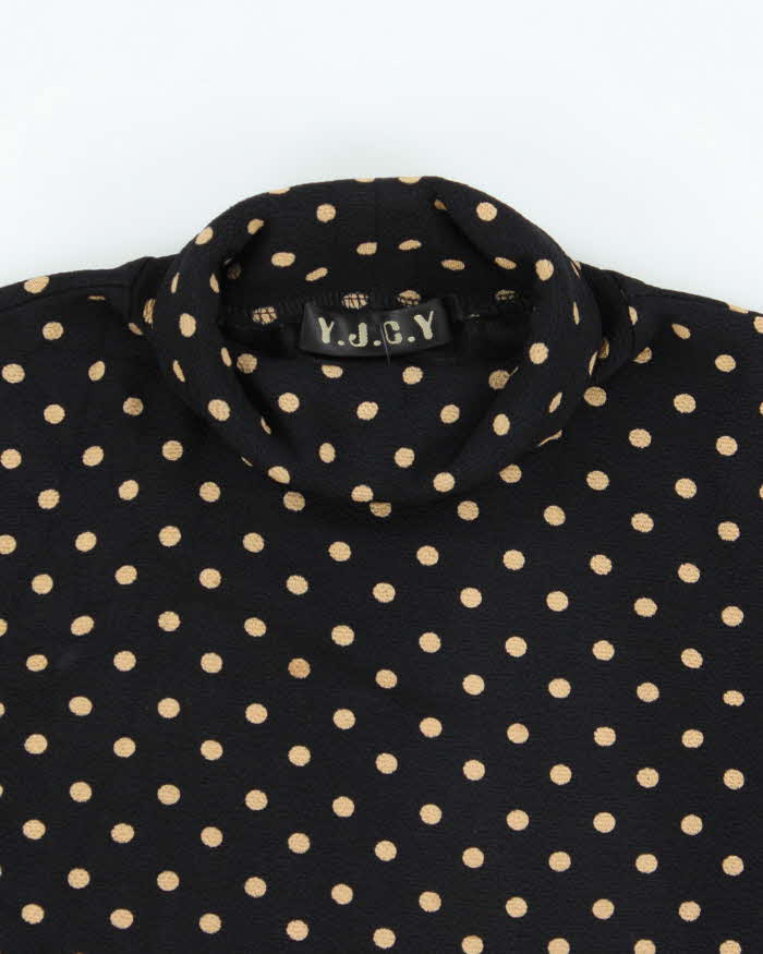Vintage 90s Y.J.C.Y Polka Dot Roll Neck Top - S