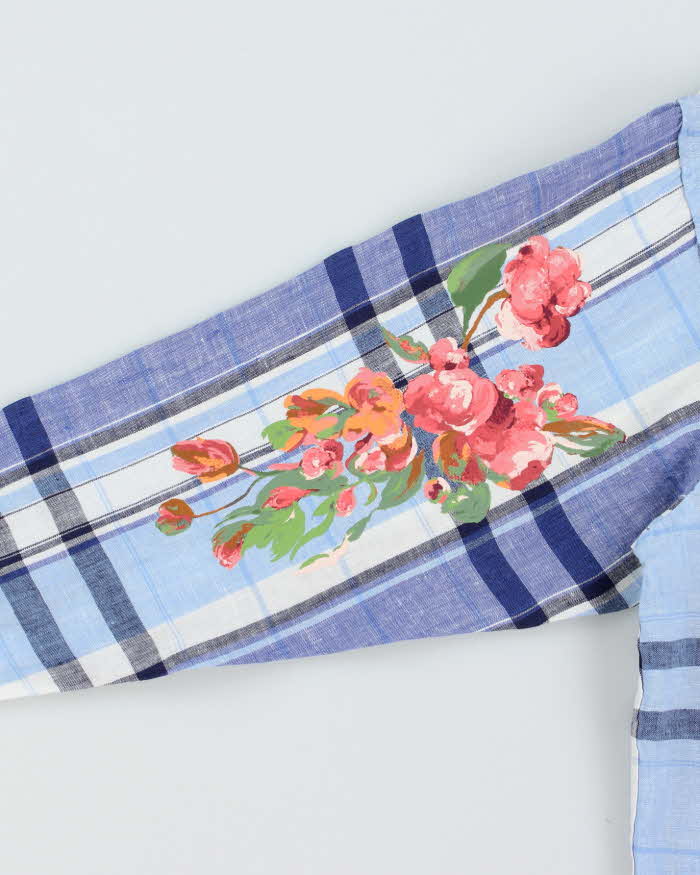 Vintage Lauren Ralph Lauren Plaid Floral Linen Long Sleeve Women's Shirt - XL