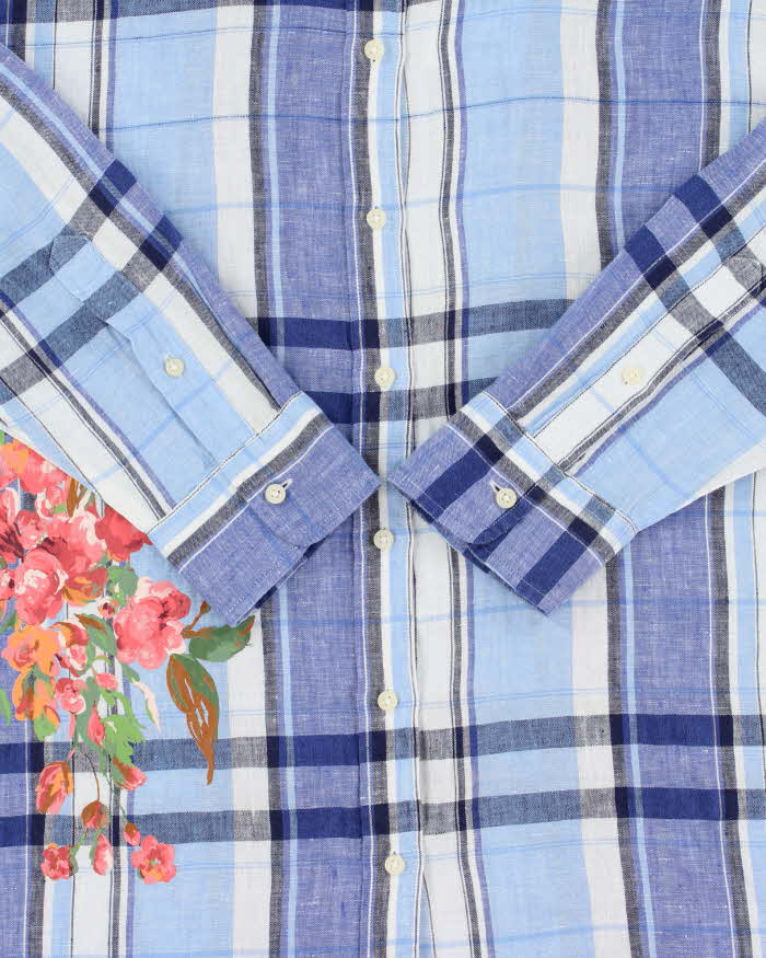 Vintage Lauren Ralph Lauren Plaid Floral Linen Long Sleeve Women's Shirt - XL