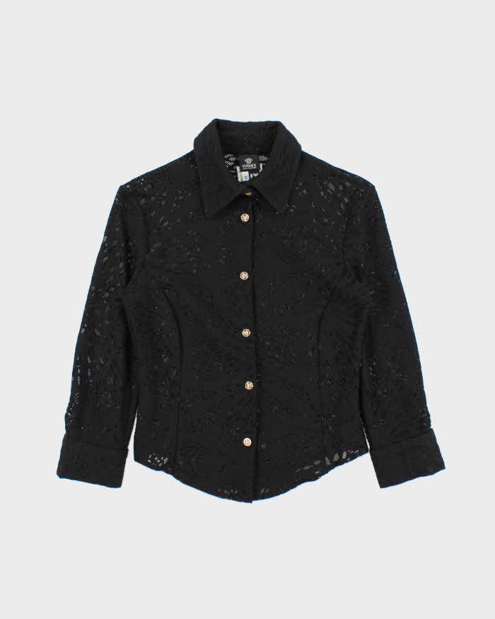 Vintage Y2K 2003 Versace JC Lace Medusa Button Blouse - S