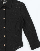 Vintage Y2K 2003 Versace JC Lace Medusa Button Blouse - S