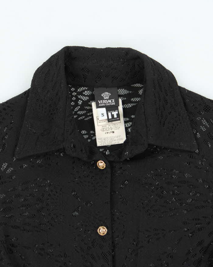 Vintage Y2K 2003 Versace JC Lace Medusa Button Blouse - S
