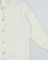 Vintage Kenzo Pearl Button Down Women's Long Sleeve Blouse - M