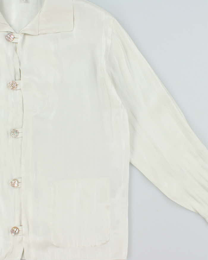 Vintage Kenzo Pearl Button Down Women's Long Sleeve Blouse - M