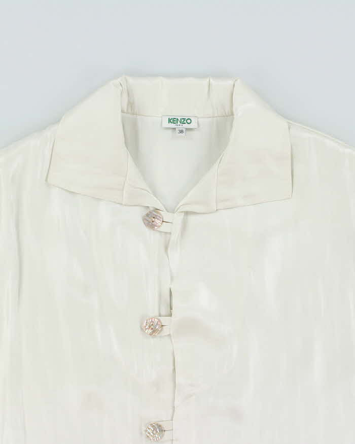 Vintage Kenzo Pearl Button Down Women's Long Sleeve Blouse - M