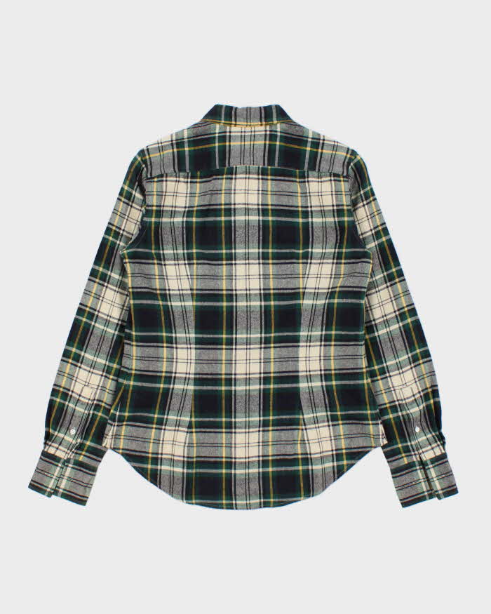 Vintage Y2K 00s Ralph Lauren Women's Tartan Ruffle Long Sleeve Blouse - S