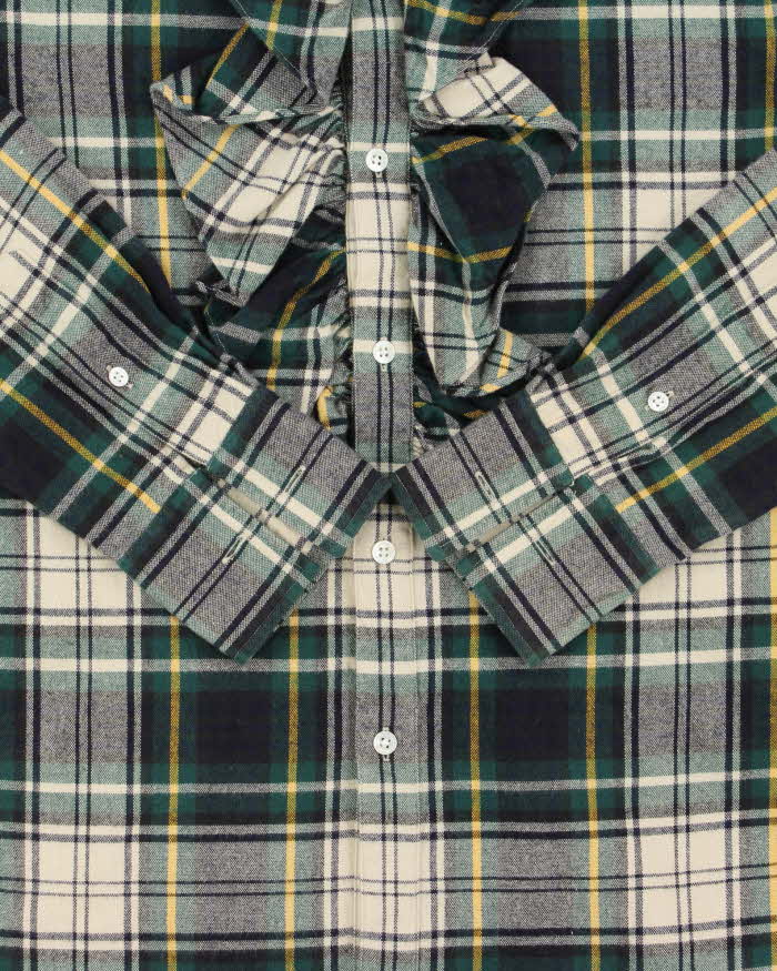 Vintage Y2K 00s Ralph Lauren Women's Tartan Ruffle Long Sleeve Blouse - S
