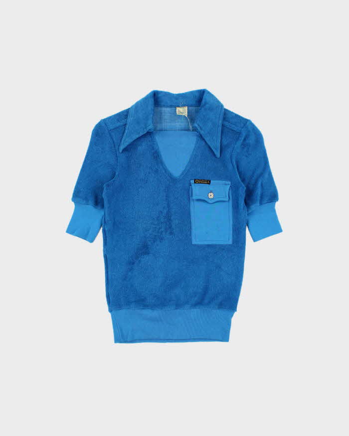 DSWT 1970s Pooh Jeans Soft Line Towelling Polo Shirt - S