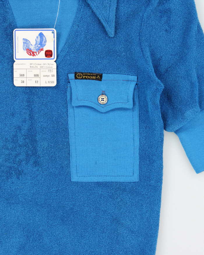 DSWT 1970s Pooh Jeans Soft Line Towelling Polo Shirt - S